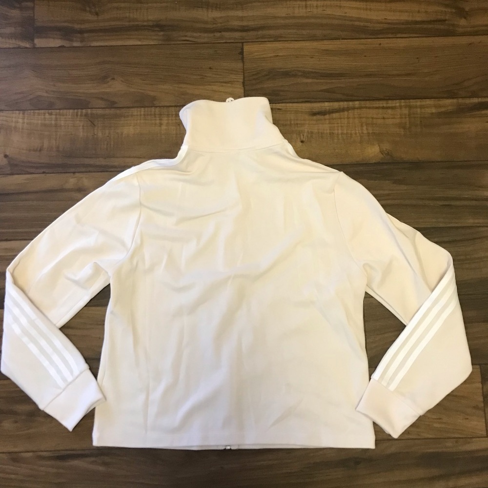 adidas Cream Zip-Front Track Jacket with White Stripes - Picture 5 of 8
